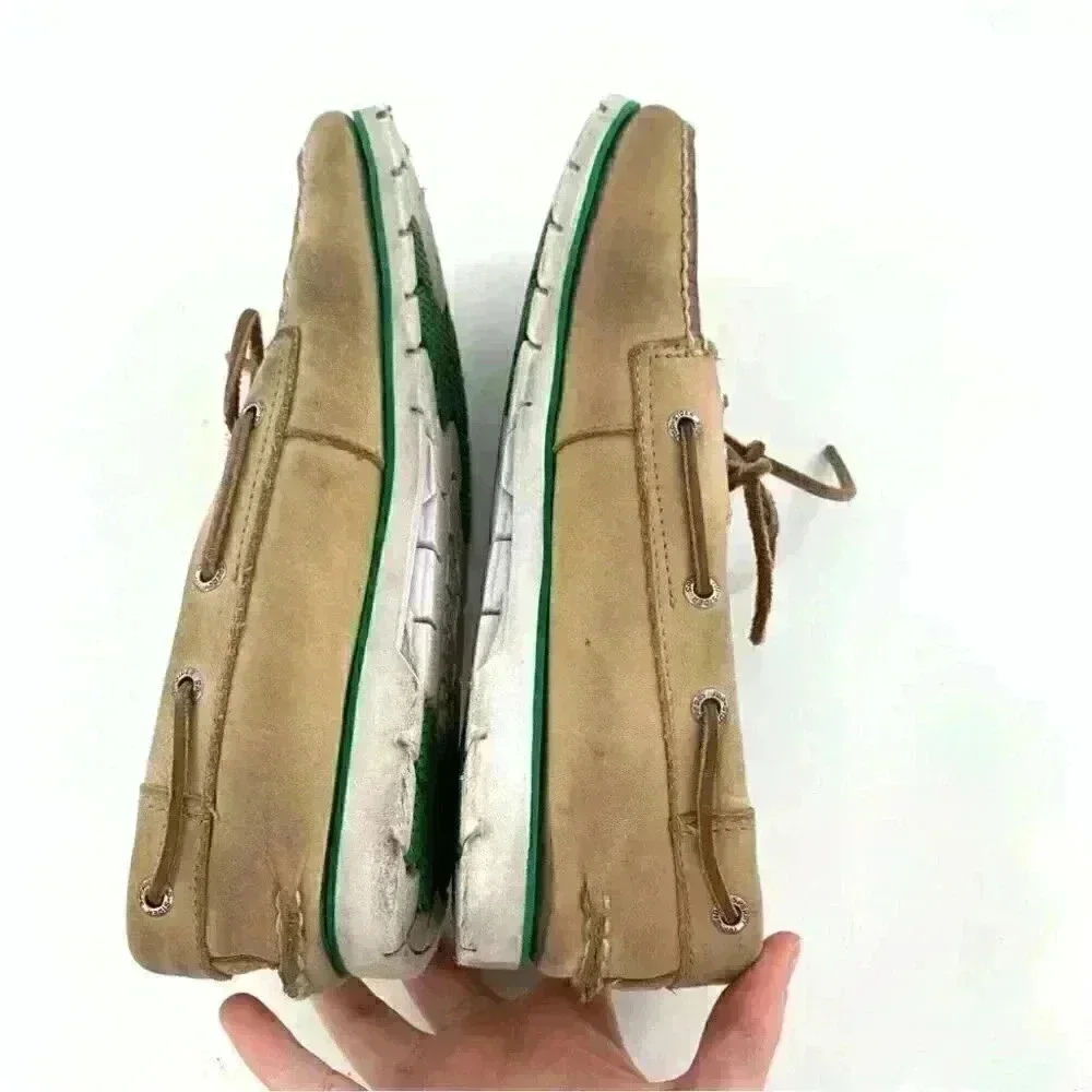 Sperry mens flats size 9 tan leather lace up boat shoes